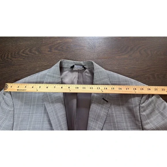 Yves Saint Laurent Pour Homme Grey Glen Plaid Super 120s Wool Suit Italy 48 7R - Picture 8 of 14